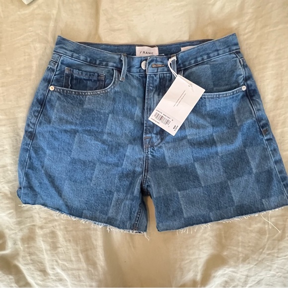 Frame Denim Pants - Frame Indigo Check Shorts